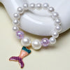 Wholesale Jewelry Vacation Starfish Mermaid Shell Imitation Pearl Alloy Charm Bracelets