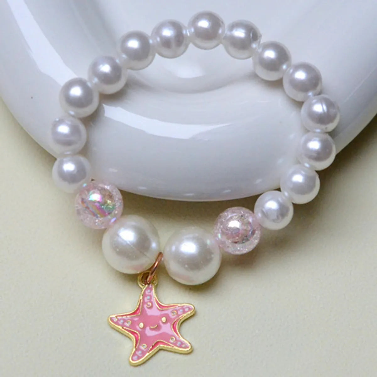 Wholesale Jewelry Vacation Starfish Mermaid Shell Imitation Pearl Alloy Charm Bracelets