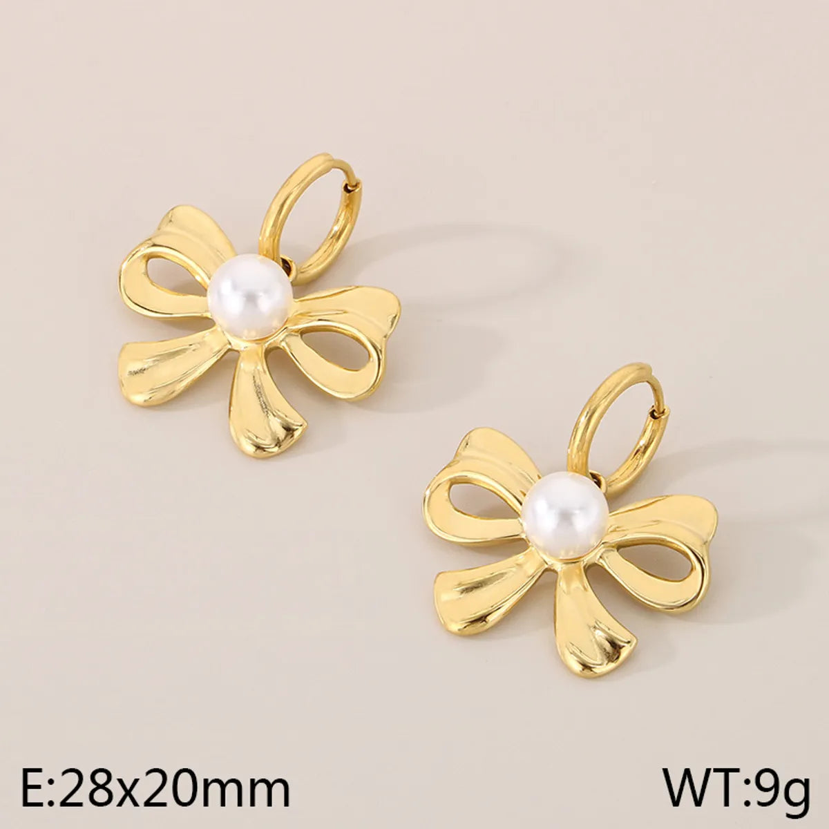 Wholesale Jewelry Vintage Style Bow Knot 304 Stainless Steel Shell 18K Gold Plated Earrings Necklace