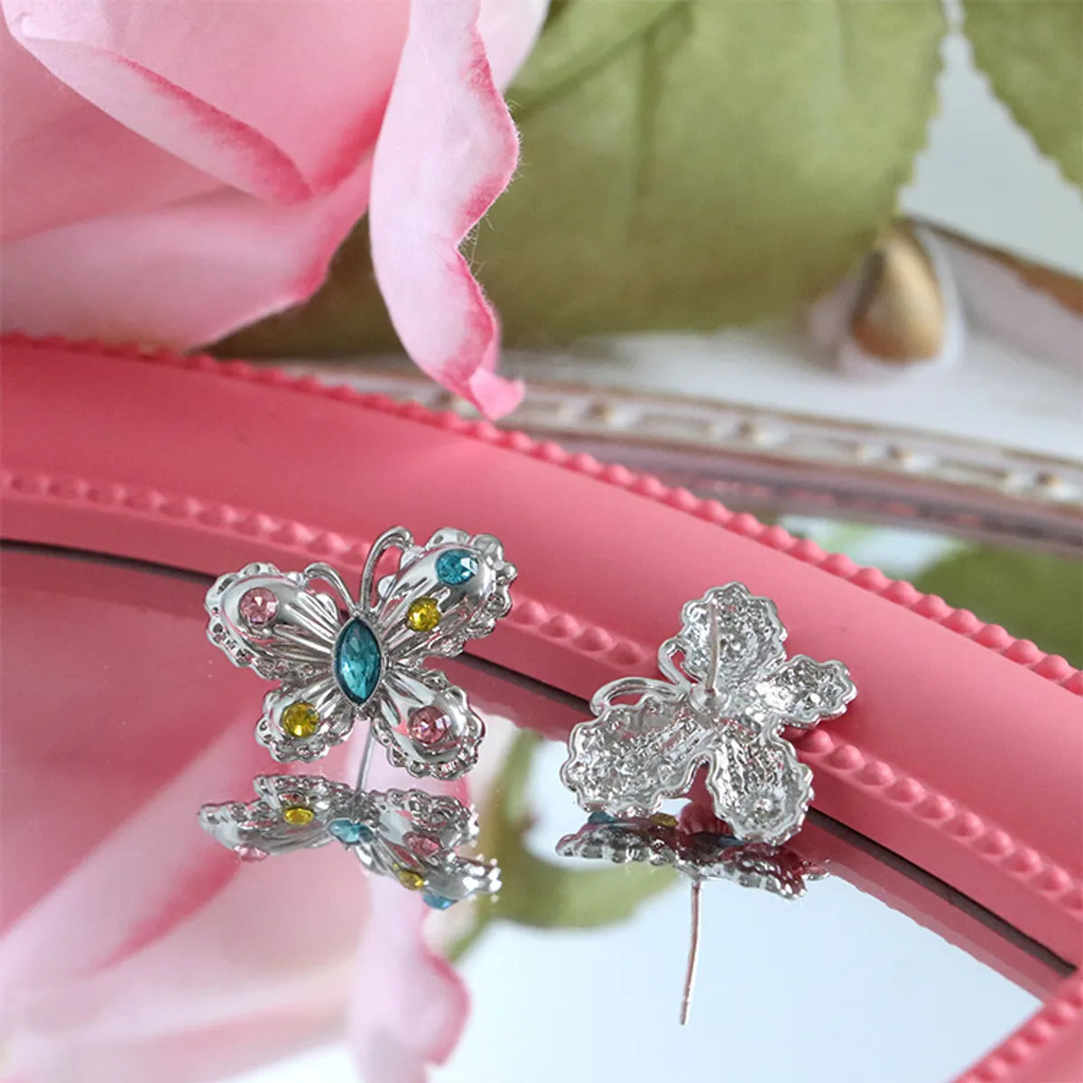 Wholesale Jewelry Vintage Style Butterfly Alloy Zircon Plating Inlay Ear Studs