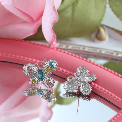 Wholesale Jewelry Vintage Style Butterfly Alloy Zircon Plating Inlay Ear Studs