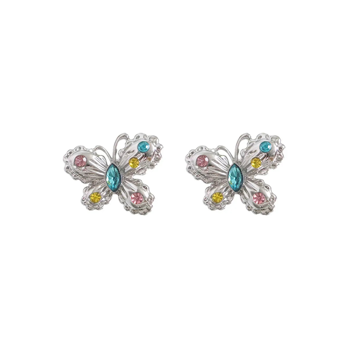 Wholesale Jewelry Vintage Style Butterfly Alloy Zircon Plating Inlay Ear Studs