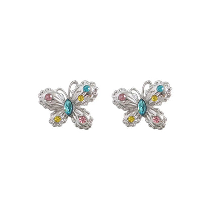 Wholesale Jewelry Vintage Style Butterfly Alloy Zircon Plating Inlay Ear Studs