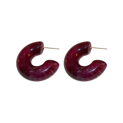 1 Pair Vintage Style C Shape Enamel Arylic Alloy Earrings