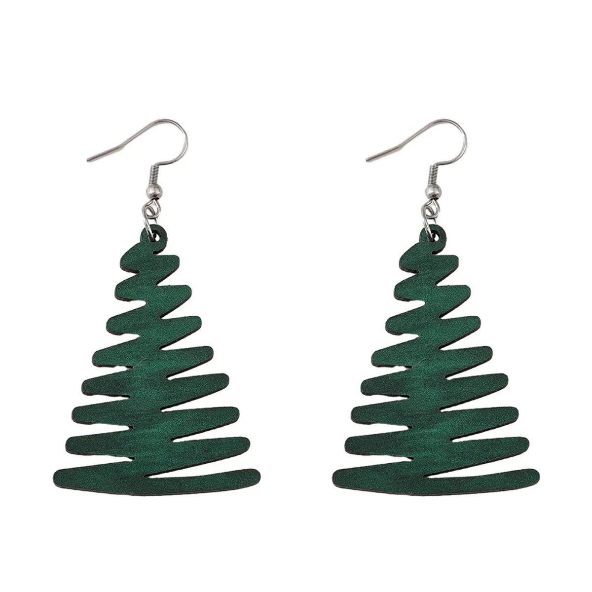 Wholesale Jewelry Vintage Style Christmas Tree Wood Drop Earrings