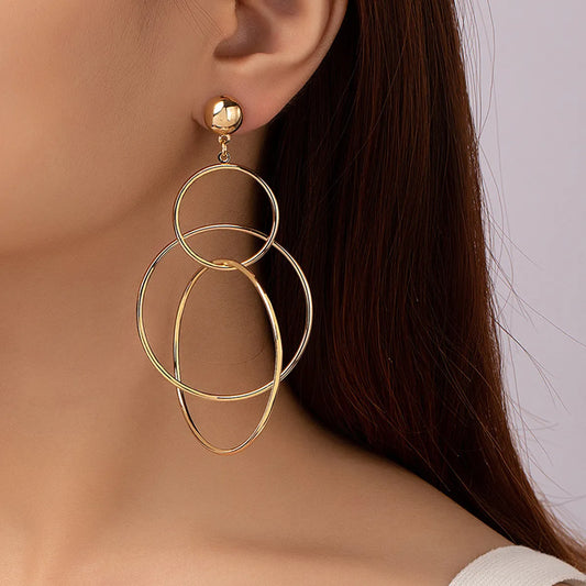 1 Pair Vintage Style Circle Solid Color Plating Metal Drop Earrings