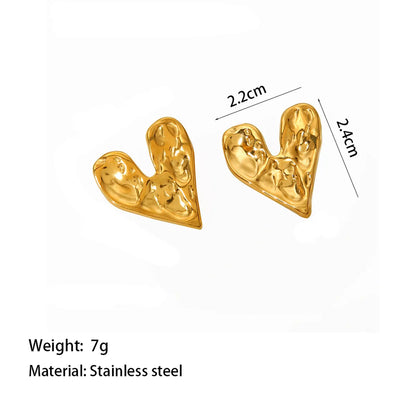 Wholesale Jewelry Vintage Style Classic Style Commute Heart Shape 304 Stainless Steel 18K Gold Plated Polishing Plating Rings Earrings Necklace