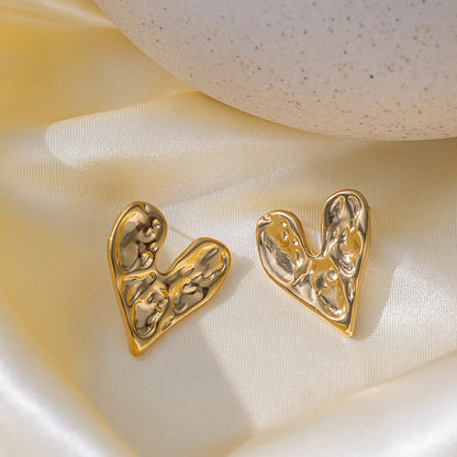 Wholesale Jewelry Vintage Style Classic Style Commute Heart Shape 304 Stainless Steel 18K Gold Plated Polishing Plating Rings Earrings Necklace