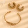 Wholesale Jewelry Vintage Style Exaggerated Modern Style Waves 304 Stainless Steel 18K Gold Plated Jewelry Set