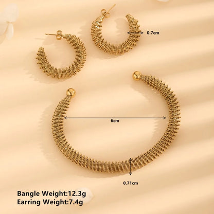 Wholesale Jewelry Vintage Style Exaggerated Modern Style Waves 304 Stainless Steel 18K Gold Plated Jewelry Set