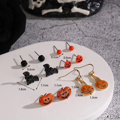 1 Set Vintage Style Funny Halloween Pattern Spider Web Alloy Dangling Earrings