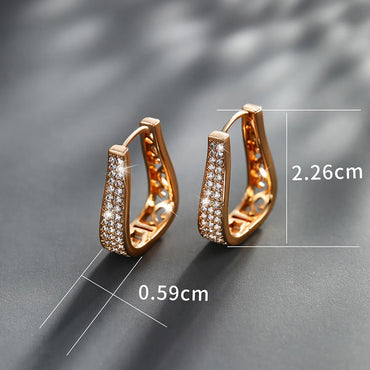 Wholesale Jewelry Vintage Style Xuping Geometric Solid Color Alloy Artificial Gemstones 18k Gold Plated Plating Inlay Hoop Earrings