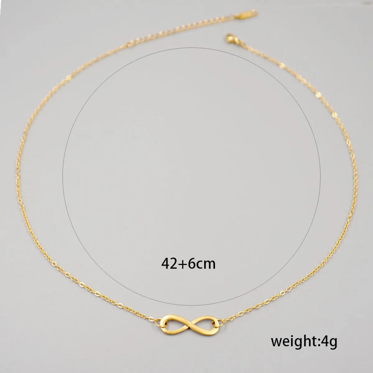 Wholesale Jewelry Vintage Style Handmade Simple Style Infinity 304 Stainless Steel Gold Plated Hollow Out Necklace