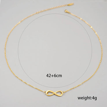 Wholesale Jewelry Vintage Style Handmade Simple Style Infinity 304 Stainless Steel Gold Plated Hollow Out Necklace