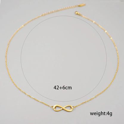 Wholesale Jewelry Vintage Style Handmade Simple Style Infinity 304 Stainless Steel Gold Plated Hollow Out Necklace