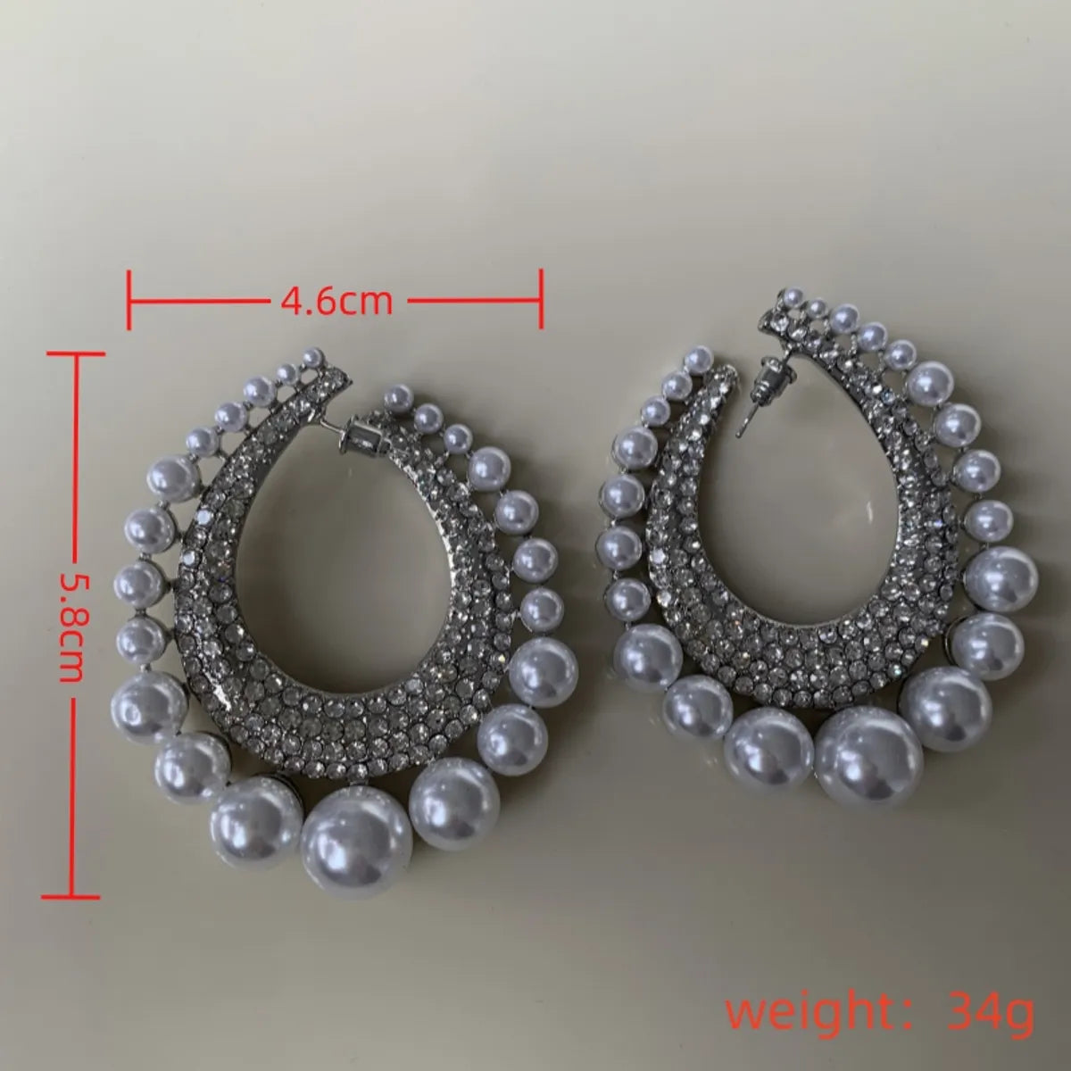 Wholesale Jewelry Vintage Style Luxurious French Style Geometric Imitation Pearl Alloy Acrylic Rhinestones Silver Plated Plating Inlay Earrings