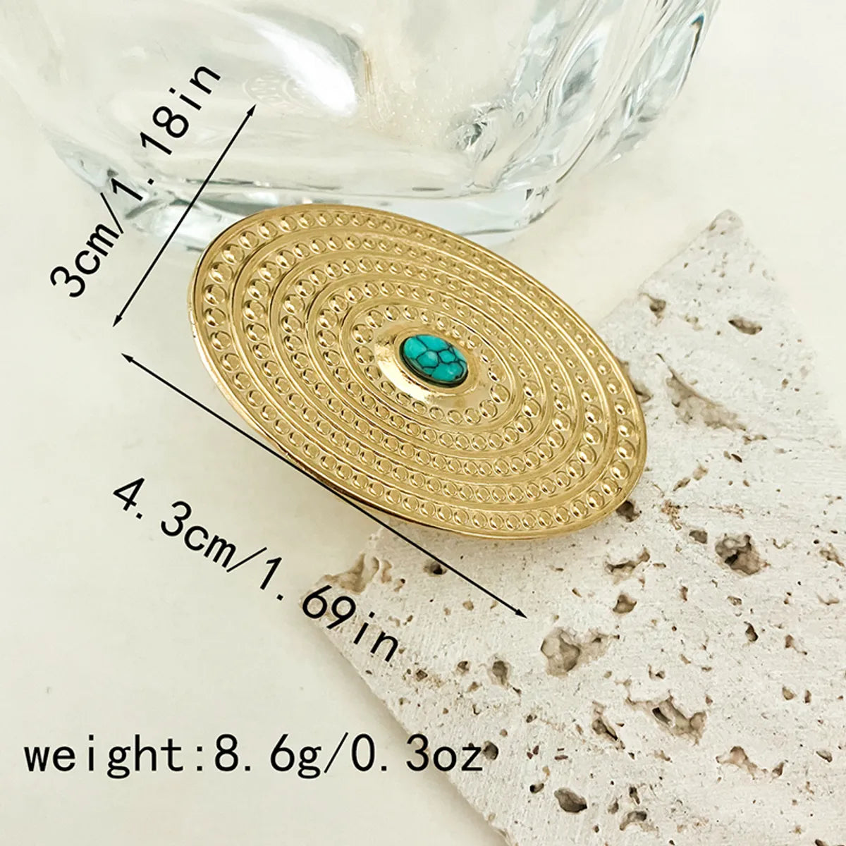 Wholesale Jewelry Vintage Style Preppy Style Streetwear Moon Heart Shape Shell 304 Stainless Steel Turquoise Zircon 14K Gold Plated Plating Hollow Out Inlay Open Rings