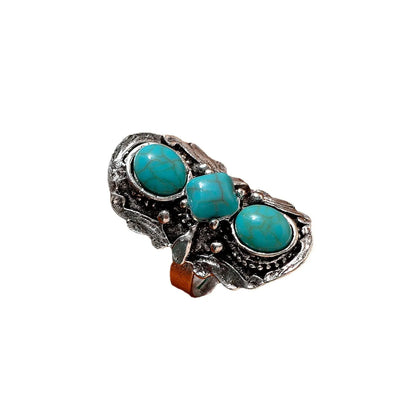 Wholesale Jewelry Vintage Style Printing Geometric Imitation Turquoise Alloy Plating Rings