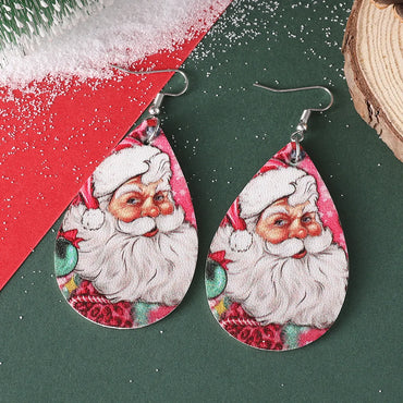 Wholesale Jewelry Vintage Style Santa Claus Pu Leather Drop Earrings