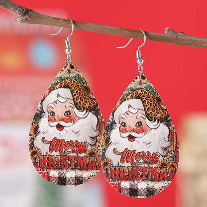 Wholesale Jewelry Vintage Style Santa Claus Pu Leather Drop Earrings