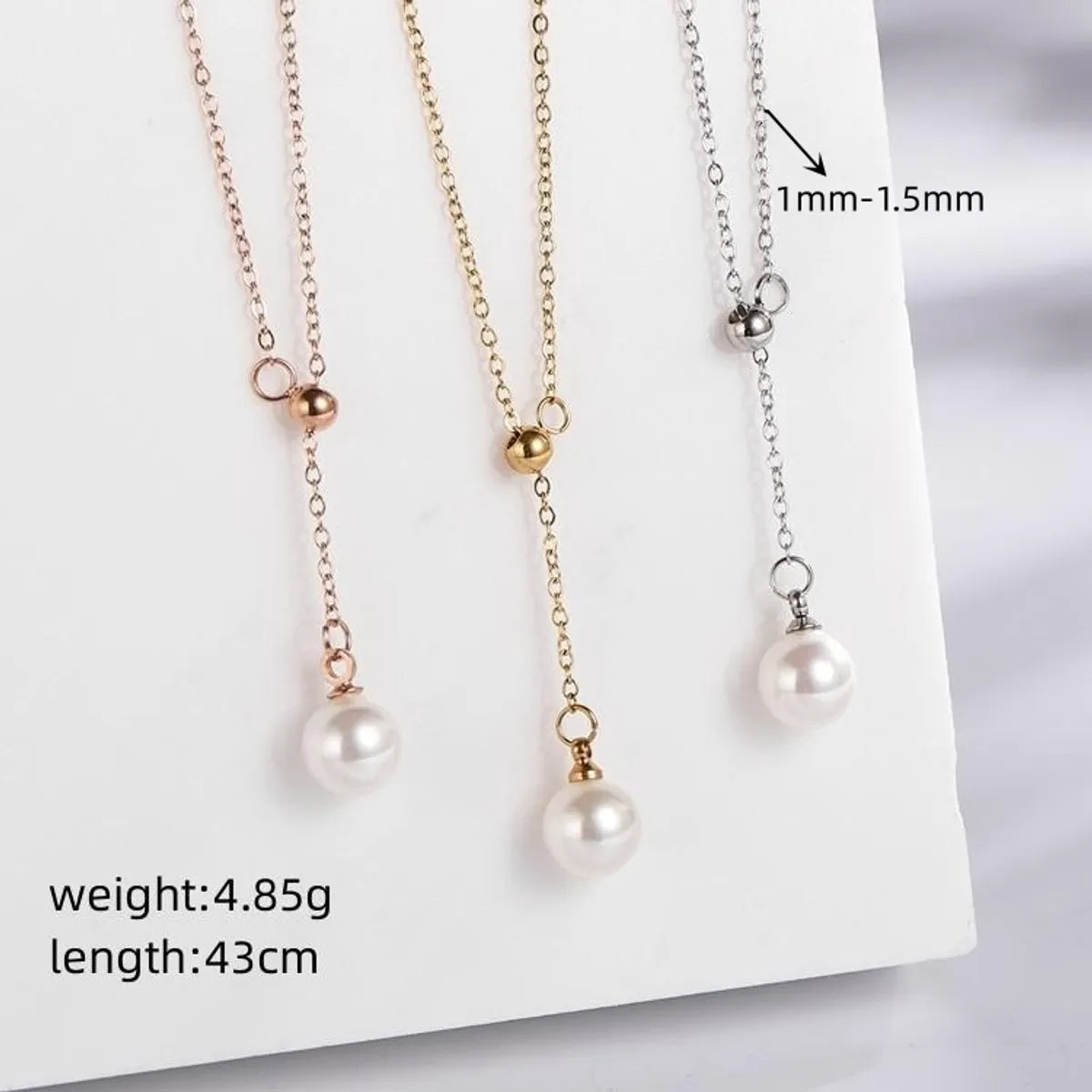 Wholesale Jewelry Vintage Style Simple Style Classic Style Round 304 Stainless Steel Pearl Gold Plated Inlay Pendant Necklace