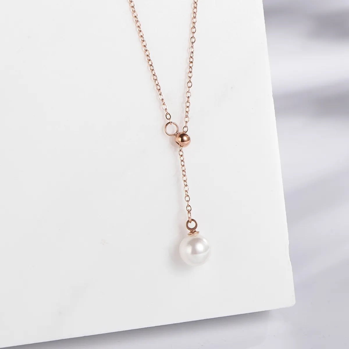 Wholesale Jewelry Vintage Style Simple Style Classic Style Round 304 Stainless Steel Pearl Gold Plated Inlay Pendant Necklace