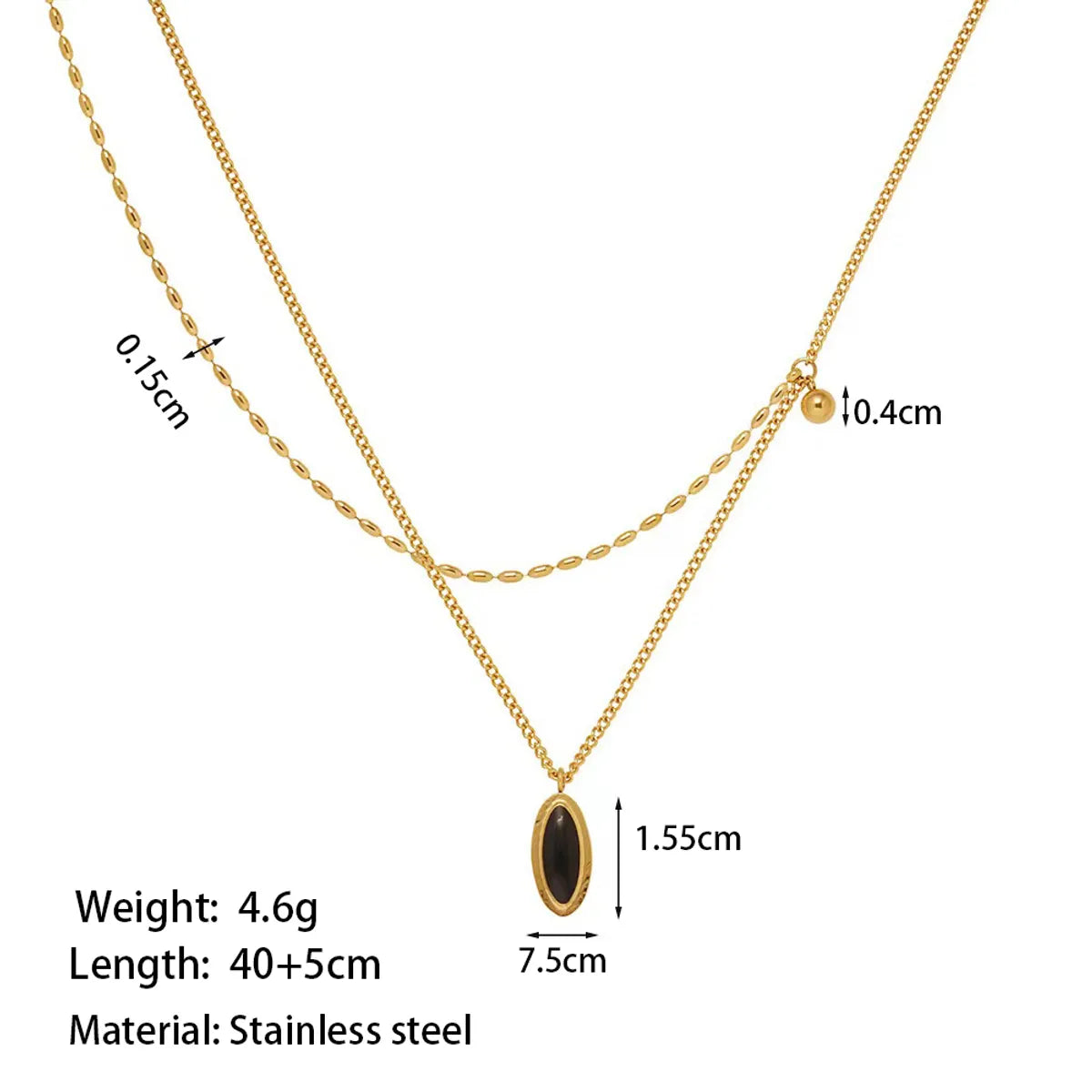 Wholesale Jewelry Vintage Style Simple Style Commute Oval Eye 304 Stainless Steel Resin 18K Gold Plated Polishing Plating Pendant Necklace