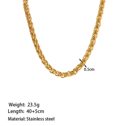 Wholesale Jewelry Vintage Style Simple Style Commute Solid Color 304 Stainless Steel 18K Gold Plated Polishing Plating Bracelets Necklace Jewelry Set