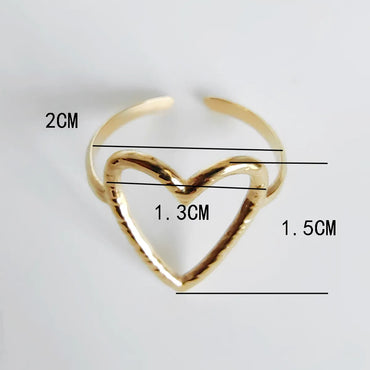 Wholesale Jewelry Vintage Style Simple Style Heart Shape 304 Stainless Steel 18K Gold Plated Plating Open Rings