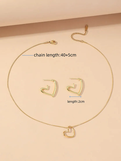 Wholesale Jewelry Vintage Style Simple Style Heart Shape 304 Stainless Steel Earrings Necklace Jewelry Set