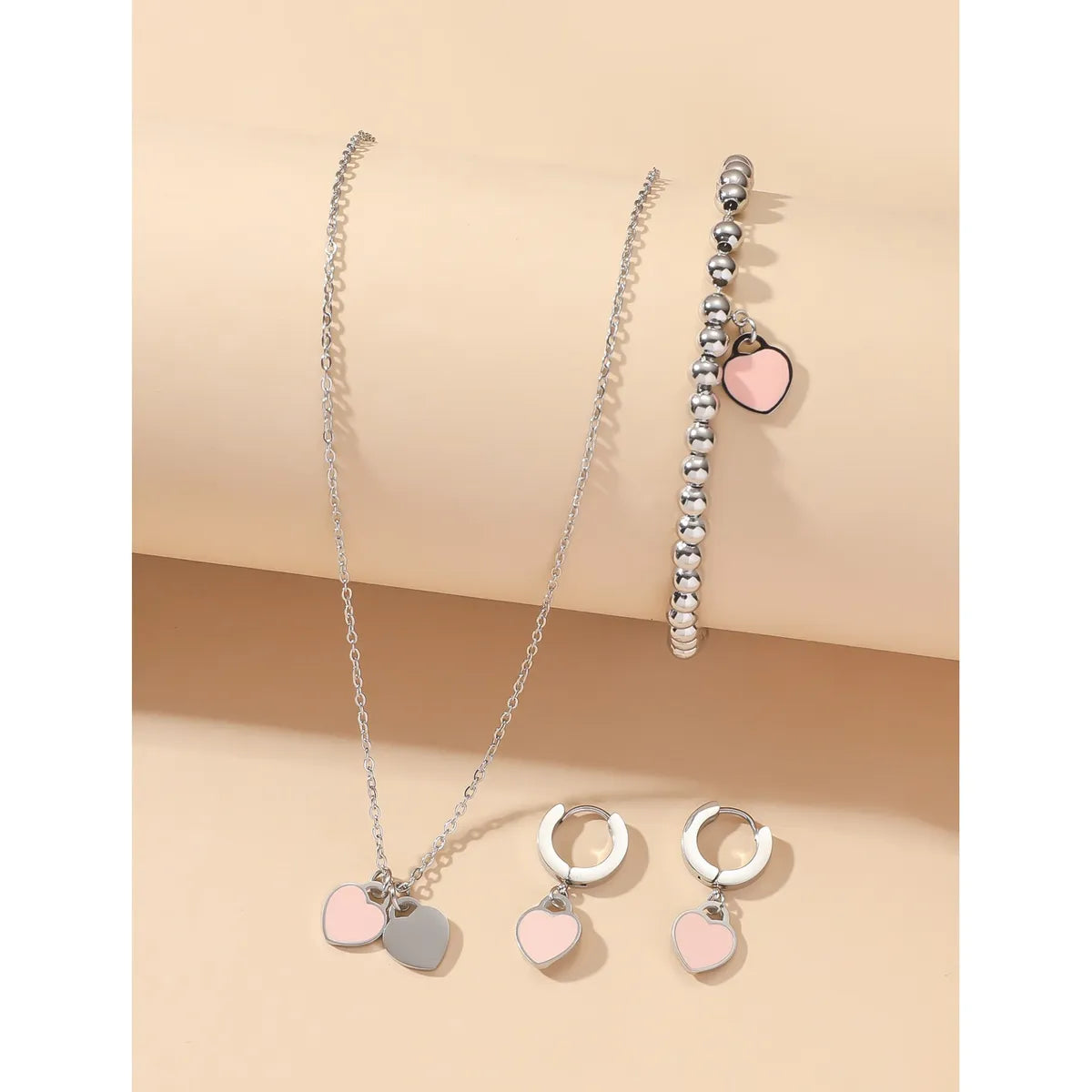 Wholesale Jewelry Vintage Style Simple Style Heart Shape 304 Stainless Steel Enamel Jewelry Set