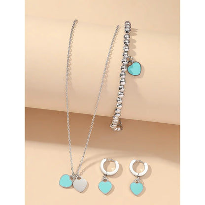 Wholesale Jewelry Vintage Style Simple Style Heart Shape 304 Stainless Steel Enamel Jewelry Set