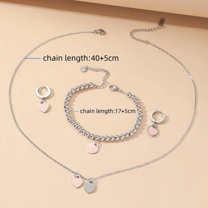 Wholesale Jewelry Vintage Style Simple Style Heart Shape 304 Stainless Steel Enamel Jewelry Set