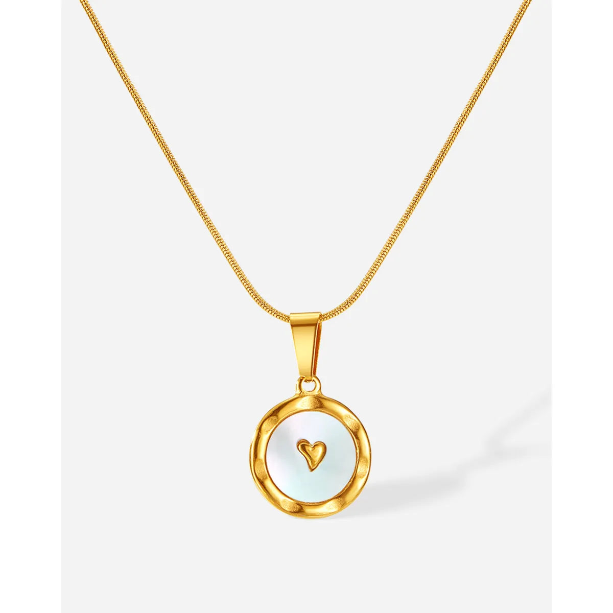 Wholesale Jewelry Vintage Style Simple Style Heart Shape 304 Stainless Steel Mother Shell Inlay Pendant Necklace