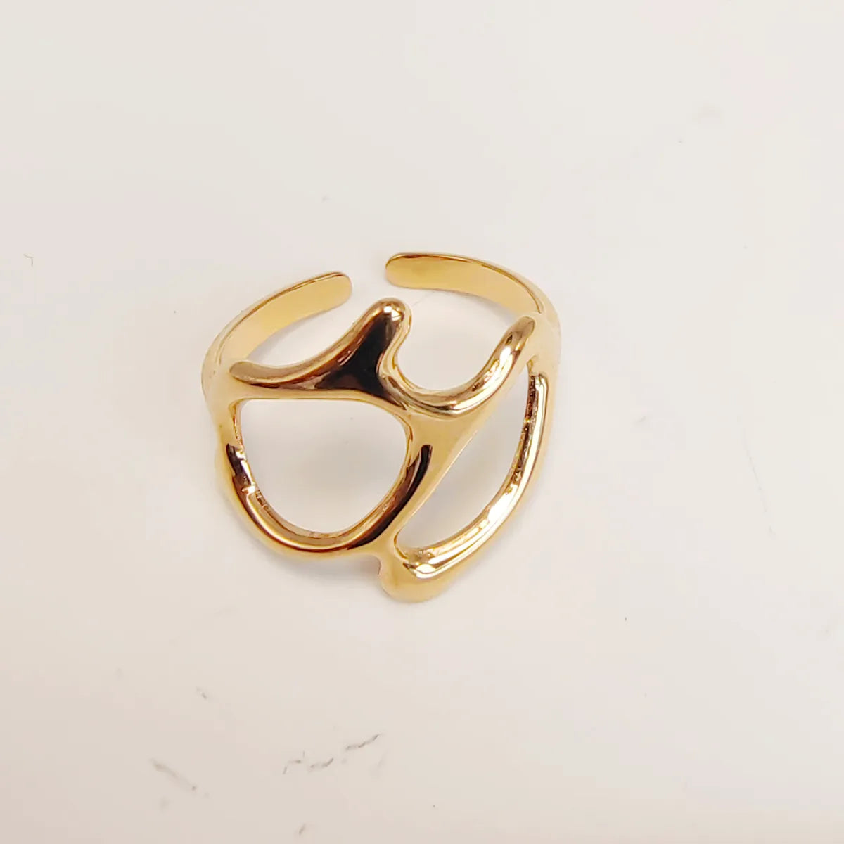 Wholesale Jewelry Vintage Style Simple Style Irregular Geometric Hand 304 Stainless Steel Imitation Pearl 18K Gold Plated Inlay Open Rings