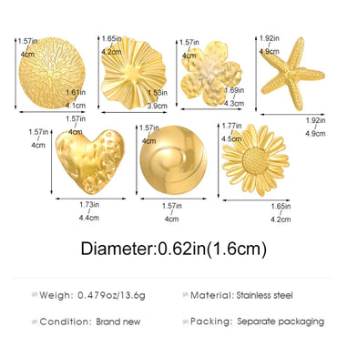 Wholesale Jewelry Vintage Style Simple Style Round Starfish Flower 304 Stainless Steel Open Rings