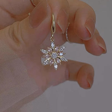 Wholesale Jewelry Vintage Style Simple Style Solid Color Snowflake Alloy Zircon Plating Inlay Drop Earrings