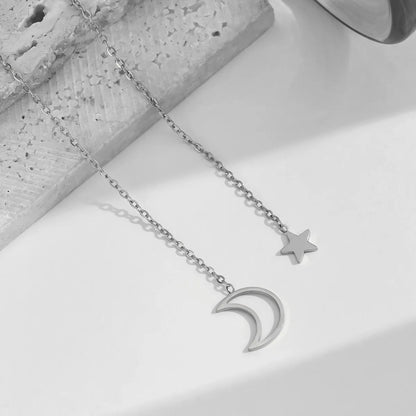 Wholesale Jewelry Vintage Style Simple Style Star Moon 304 Stainless Steel 18K Gold Plated Necklace