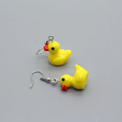 Shuo Europe And America Cross Border New Accessories Personality Yellow Duck Small Animal Earrings Earrings Irregular Three-dimensional Earrings