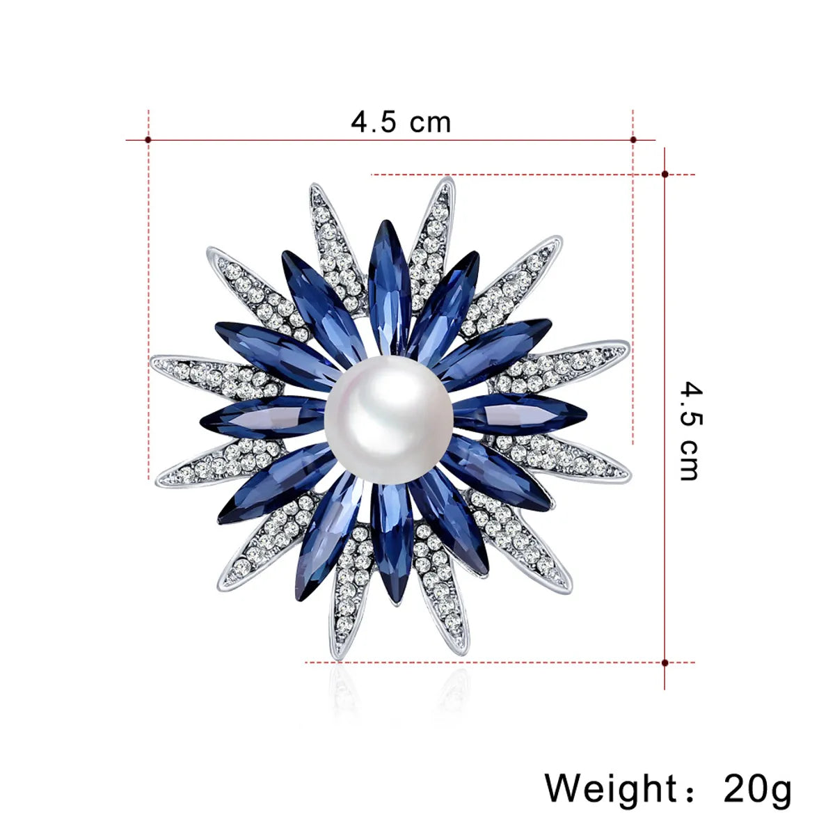 Korean Style Flower Crystal Sunflower Brooch Alloy Pearl Rhinestone Women 'S Pin Fashion Retro Clothing Accessories