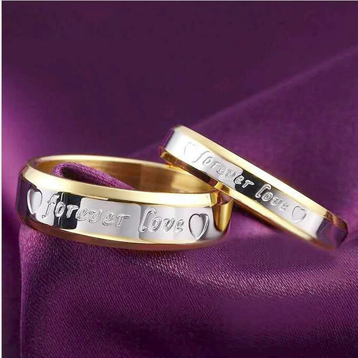 Wholesale Korean Lettering Titanium Steel 18k Gold Couple Ring Gooddiy