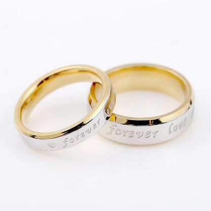 Wholesale Korean Lettering Titanium Steel 18k Gold Couple Ring Gooddiy