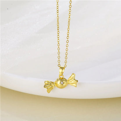 Wholesale Korean Style Christmas Tree Heart Shape Flower Stainless Steel Titanium Steel 18k Gold Plated Gold Plated Zircon Pendant Necklace