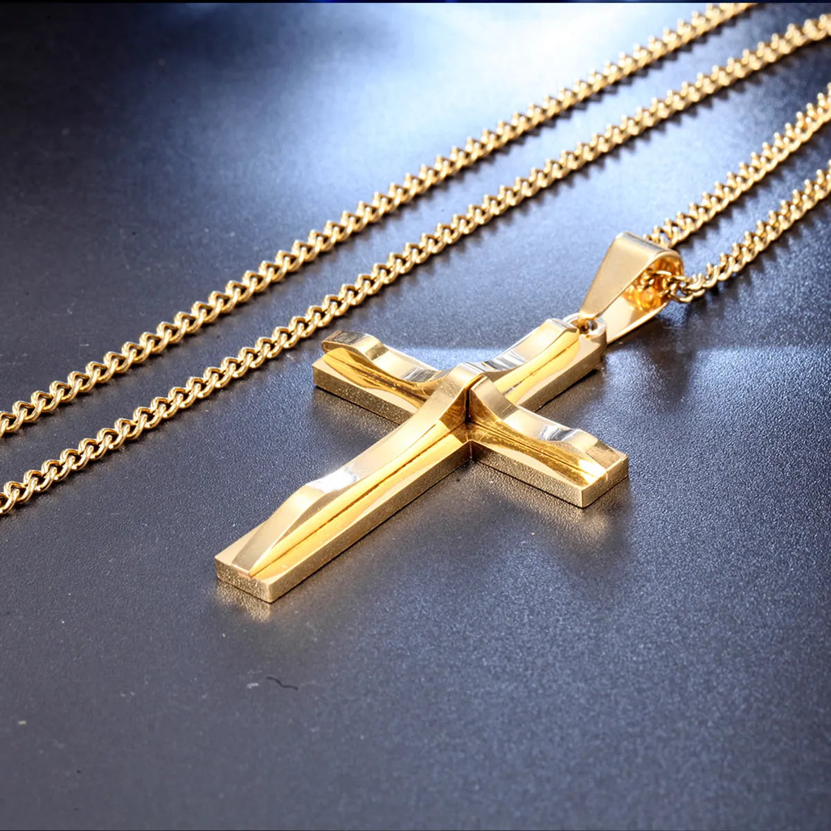 Wholesale Korean Style Cross Titanium Steel Pendant Necklace