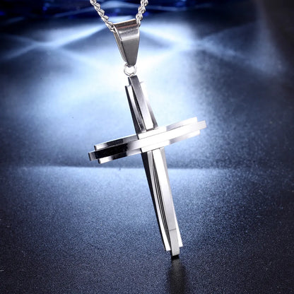 Wholesale Korean Style Cross Titanium Steel Pendant Necklace