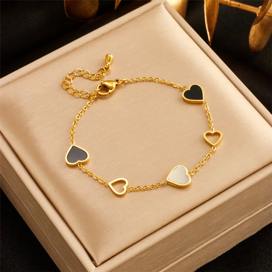 Korean Style Heart Shape Titanium Steel Plating 18k Gold Plated Bracelets