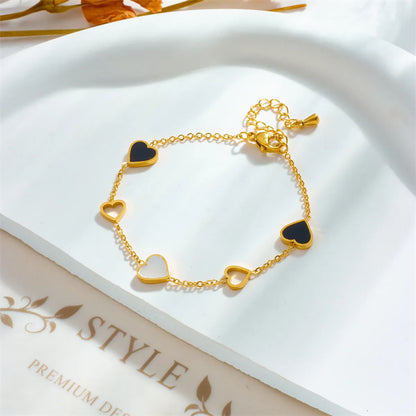 Korean Style Heart Shape Titanium Steel Plating 18k Gold Plated Bracelets