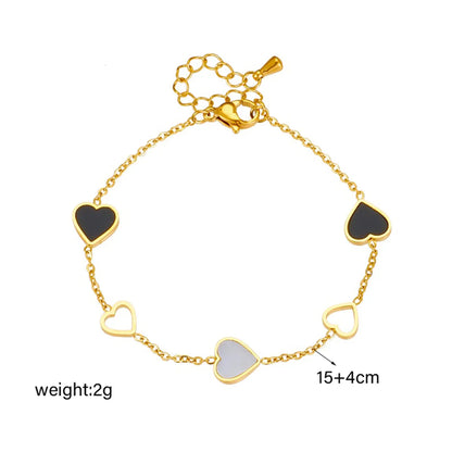 Korean Style Heart Shape Titanium Steel Plating 18k Gold Plated Bracelets