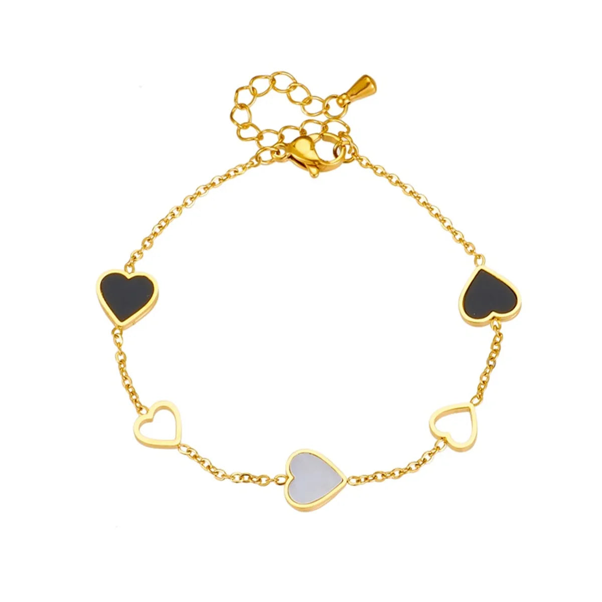 Korean Style Heart Shape Titanium Steel Plating 18k Gold Plated Bracelets