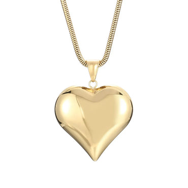 Wholesale Jewelry Korean Style Heart Shape Titanium Steel 18K Gold Plated Plating Pendant Necklace